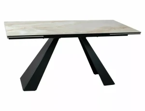 Stół rozkładany 160(240)x90 SALVADORE CERAMIC beż Onice Oro - stelaż czarny