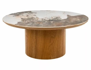 Ława ceramiczna RONDO CERAMIC FI80 biały Pandoro - dąb