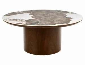 Ława ceramiczna RONDO CERAMIC FI80 biały Pandoro - orzech