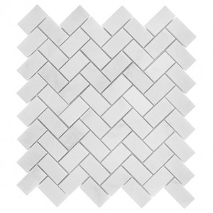 Mozaika dunin black&white eastern white herringbone 48 30.5x30.5 cm