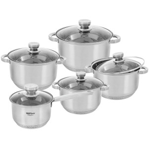 Garnki stalowe hoffner hf 8895 zestaw 10 elementów na indukcję