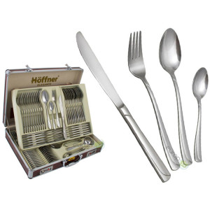 Sztućce w walizce hoffner hf 7550 satyna stal 72 elementy zestaw