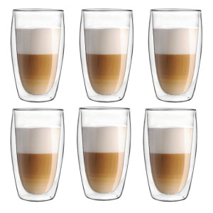 Zestaw 6 szklanek termicznych bez ucha malachit 450 ml