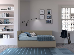 EvergreenWeb Letto estraibile Lumis Beige Ecopelle Testata Sinistra