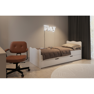 Łóżko z płyty 80222 M&K foam Koło Rozmiar - 80x200, Typ łóżka - ST - dodatkowy, wysuwany stelaż, Kolor płyty - biały