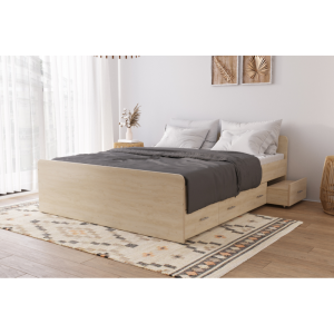 Łóżko z płyty 80262 M&K foam Koło Rozmiar - 90x200, Typ łóżka - z szufladami, Kolor płyty - buk