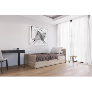 Łóżko z płyty 80208 M&K foam Koło Rozmiar - 120x200, Typ łóżka - RS - z pojemnikiem, otwieranie boczne, Kolor płyty - biały