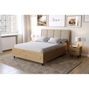 Łóżko z płyty 85145 M&K foam Koło Rozmiar - 140x200, Tkanina łóżek Koło - grupa 3, Typ łóżka - z pojemnikiem, stelaż RP, Kolor płyty - buk