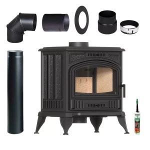 Piec żeliwny Koza K6 ECO fI 130 mm 6,5 kW zestaw podłączeniowy