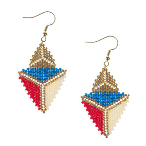 Kolczyki Boho Plecione z Koralików Miyuki - Geometryczne - Kolorowe - Ezoterra
