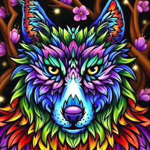 Wyklejanka - Mozaika Diamentowa - Wilk - 30 x 30 cm - Ezoterra