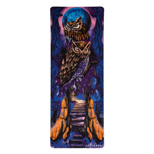 Mata Podróżna do Jogi - Zamsz, Kauczuk Naturalny - Sowa - 180 x 68 cm - Ezoterra