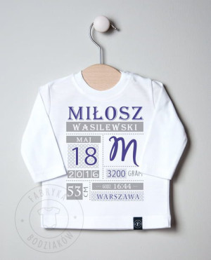 Bluzka z nadrukiem metryczki #M3