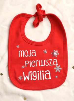 Śliniak ze świątecznym nadrukiem Moja pierwsza Wigilia