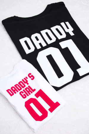 Koszulki dla taty i dziecka "Daddy & daddy's girl/boy" na plecach