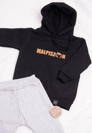 Bluza z kapturem i nadrukiem małpiszon