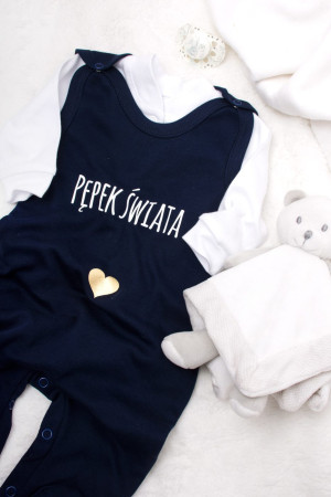 Śpiochy z nadrukiem pępek świata ze złotym serduszkiem + kaftanik