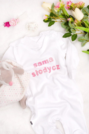 Białe śpiochy niemowlęce sama słodycz + kaftanik