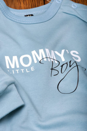 Pajac niemowlęcy niebieski z nadrukiem mommy's little boy