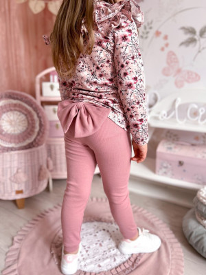 Legginsy prążkowane z kokardą różowe