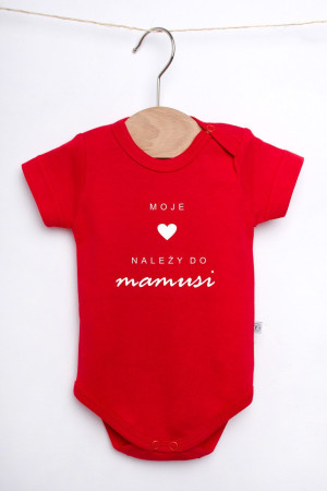 Czerwone body/koszulka z nadrukiem moje serce należy do mamusi/tatusia