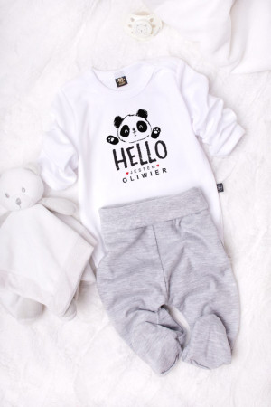 Komplet body Panda Hello Jestem… + półśpiochy lub spodnie
