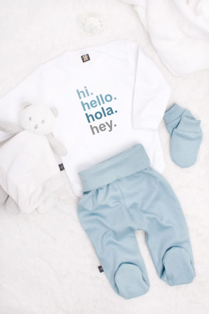 Komplet dla chłopca body + półśpiochy hi. hello. hola. hey.