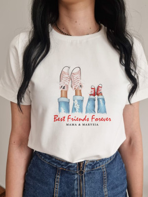 Koszulka dla mamy z nadrukiem trampek Best Friends Forever