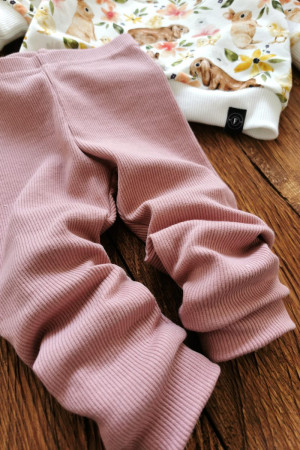 Legginsy niemowlęce prążkowane brudny róż