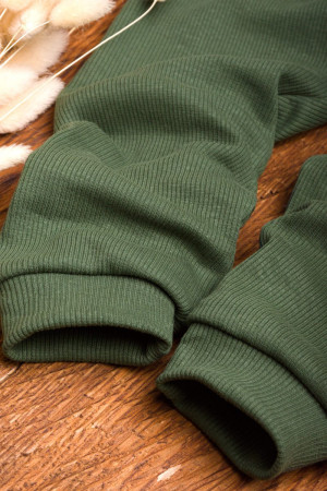 Legginsy niemowlęce prążkowane oliwkowe