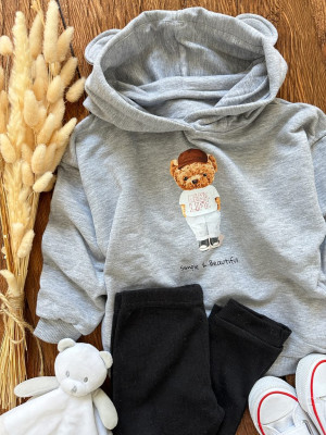 Bluza z kapturem z nadrukiem misia