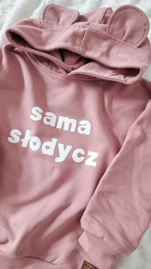 Różowa bluza z kapturem i uszami misia- sama słodycz