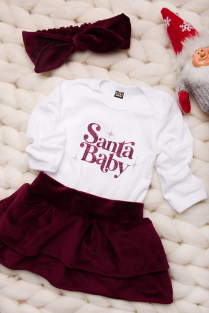 Zestaw świąteczny Santa Baby ze spódniczką i opaską