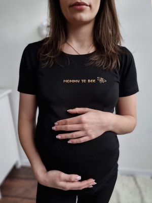 Koszulka ciążowa z nadrukiem Mommy to bee
