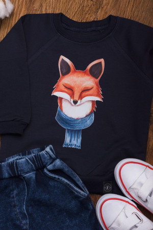 Bluza bez kaptura z lisem w szaliku