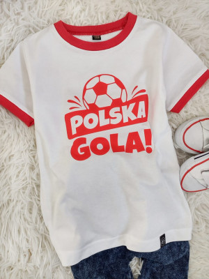 Koszulka z czerwoną lamówką z nadrukiem Polska Gola