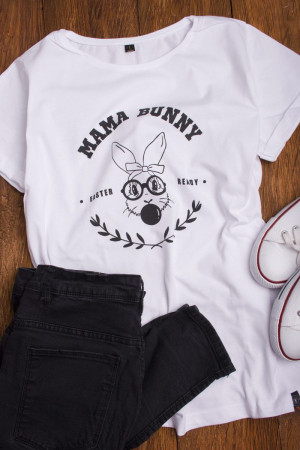 Koszulka damska z nadrukiem mama bunny