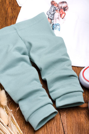 Legginsy niemowlęce prążkowane brudny niebieski