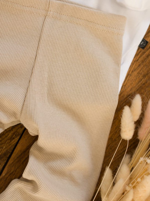 Legginsy niemowlęce prążkowane kremowe