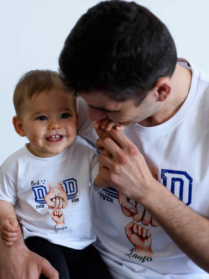 Komplet dla taty i dziecka Best Dad ever z nadrukiem pięści