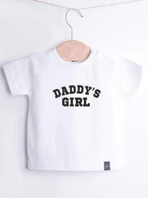 Biała koszulka dziecięca z nadrukiem daddy's girl/boy