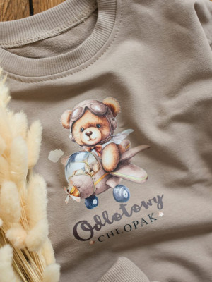 Kawowy komplet dresowy odlotowy chłopak bluza + spodnie
