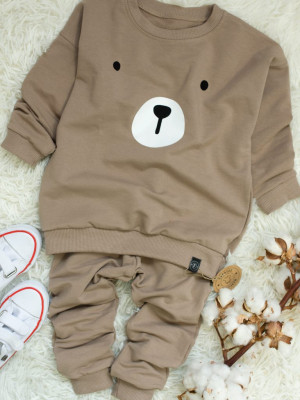 Komplet dla dziecka z buźką misia (bluza + spodnie)