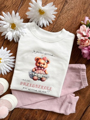 Bluza dziecięca z nadrukiem misia w sukience