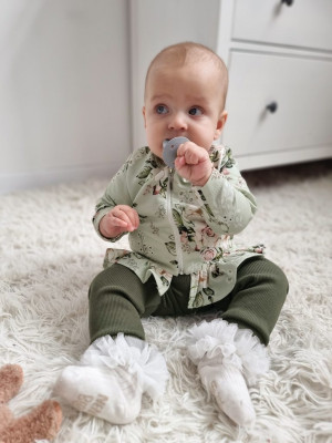 Bluza z baskinką róże na pistacji