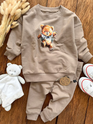 Komplet dla dziecka z nadrukiem misia (bluza + spodnie)