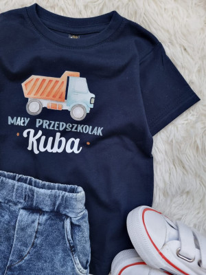 Koszulka dziecięca mały przedszkolak z nadrukiem wywrotki