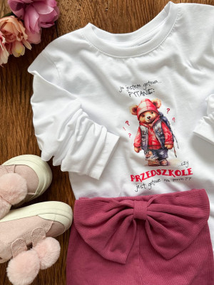 Koszulka dziecięca z nadrukiem misia gotowa na przedszkole