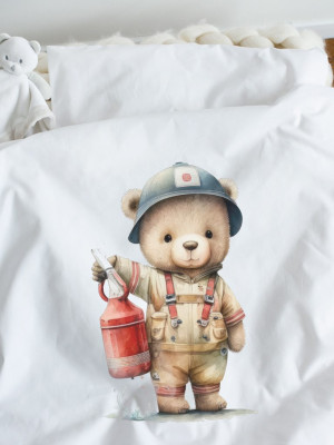 Komplet pościeli z nadrukiem miś strażak