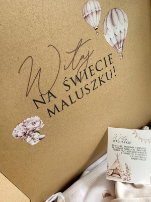 Ozdobne pudełko na wyprawkę dla maluszka + liścik z życzeniami boho girl